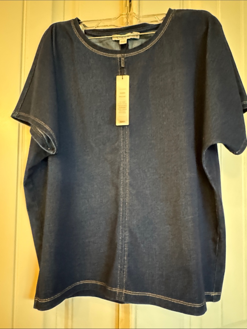 Chico's Indigo Short-Sleeve Denim-Style Tee